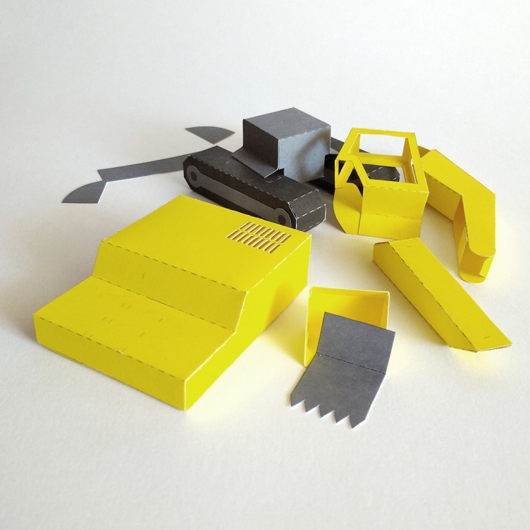 EXCAVADOR. Plantillas de juguetes de papel SVG, DXF, EPS y PDF