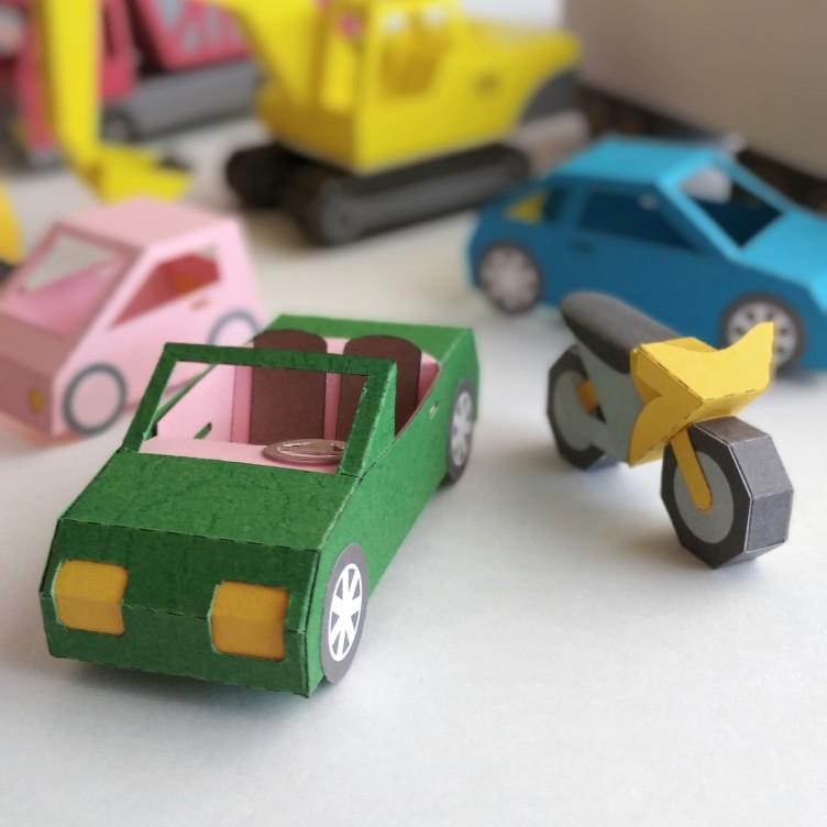 Set de juguetes de papel Vehículo. SVG