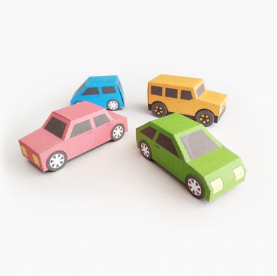 COCHES 4 en 1. Juguetes de papel / Cajas de regalo