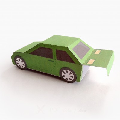 COCHE tipo A. Juguete de papel / caja de regalo