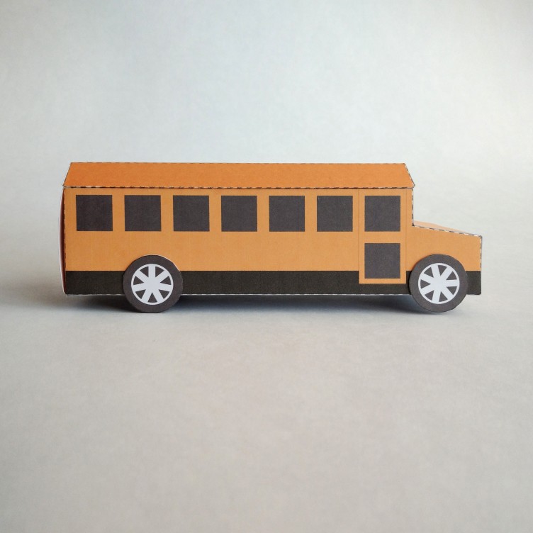 BUS Tipo C. Autobús Escolar de Papel / Caja de Regalo