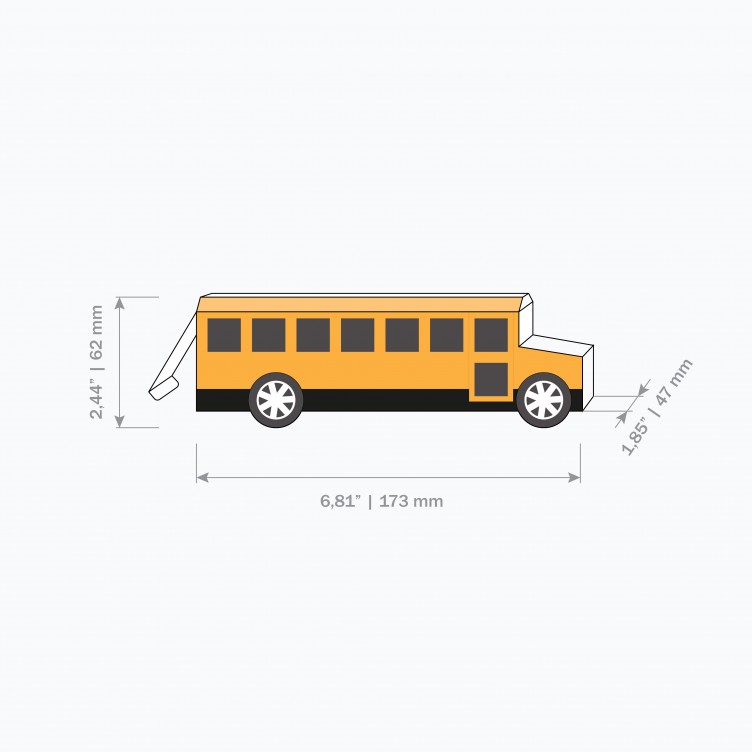 BUS Tipo C. Autobús Escolar de Papel / Caja de Regalo